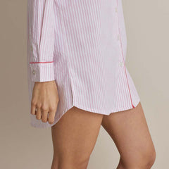 Printed Poplin Women's Nightshirt - Blush Stripe, M