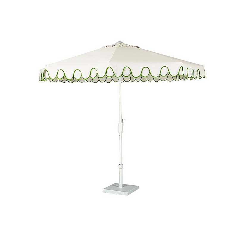 9' Round Double Scallop Outdoor Patio Umbrella, Aluminum with Auto Tilt and Crank Lift - Ginkgo