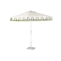 9' Round Double Scallop Outdoor Patio Umbrella, Aluminum with Auto Tilt and Crank Lift - Ginkgo