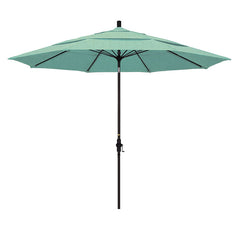Round Outdoor Patio Umbrella, Fiberglass with Twist Tilt - Bronze Finish, Spectrum Mist, 11'