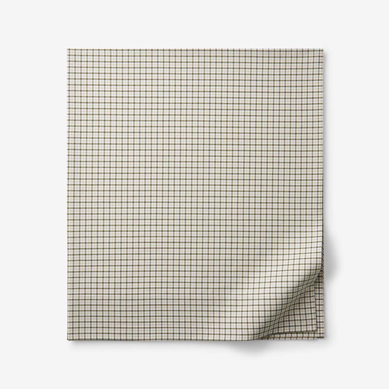 Classic Stripes and Plaids Cool Yarn-Dyed Cotton Percale Flat Bed Sheet - Mini Check Green, King/Cal. King