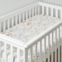 Forest Animals Classic Cool Organic Cotton Percale Fitted Crib Sheet - Ivory Multi