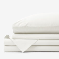 Premium Cool Organic Cotton Percale Bed Sheet Set - Ivory, Queen