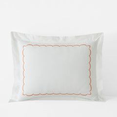 Embroidered Scallop Classic Cool Cotton Percale Sham - Melon, King
