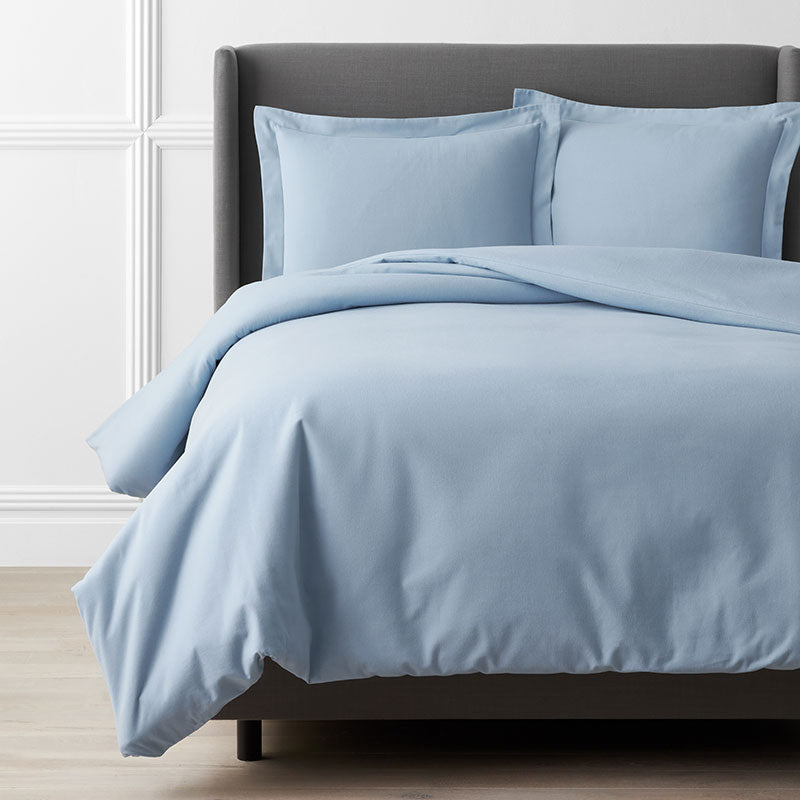 Classic Ultra-Cozy Cotton Velvet Flannel Solid Duvet Cover - Powder Blue, Full
