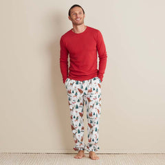 Family Flannel Men's Jogger Pants Pajama Set - Winter Skating Animals, M