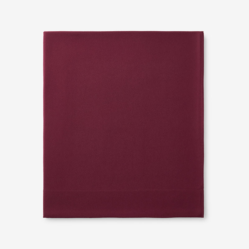 Classic Ultra-Cozy Cotton Velvet Flannel Flat Bed Sheet - Merlot, Full