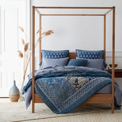 Chunky Cable Knit Decorative Pillow Cover - Denim Blue