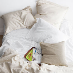 Premium Breathable Relaxed Linen Sham - White, Standard