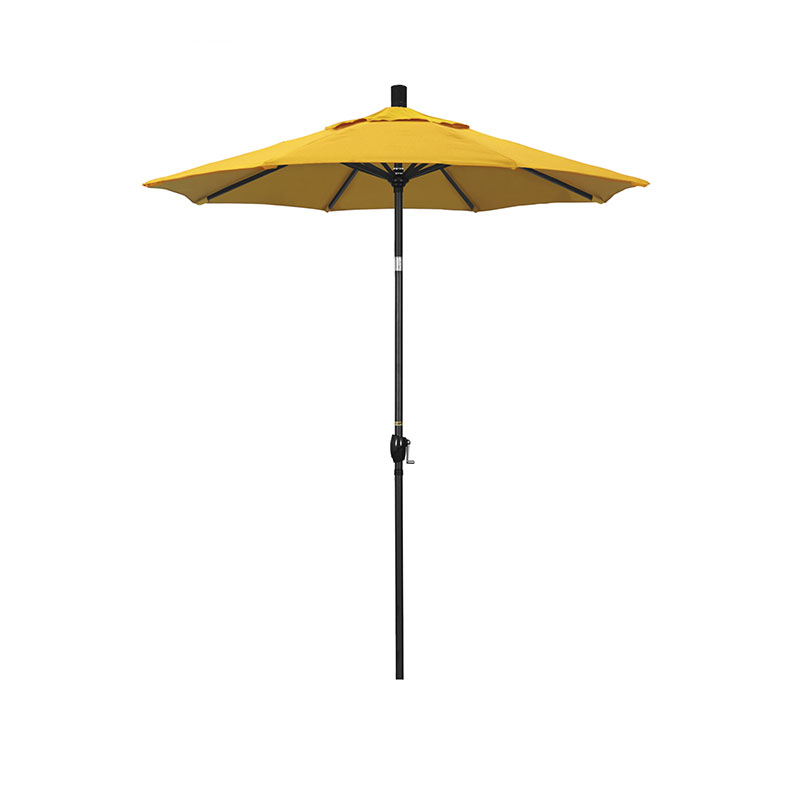 6' Round Outdoor Patio Umbrella, Aluminum with Push Button Tilt - Black Finish, Sunflower