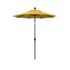 6' Round Outdoor Patio Umbrella, Aluminum with Push Button Tilt - Black Finish, Sunflower