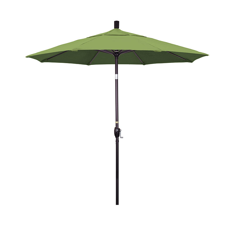 Round Outdoor Patio Umbrella, Fiberglass with Twist Tilt - Bronze Finish, Ginkgo, 7.5'