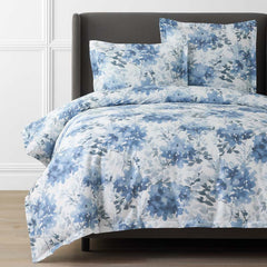 Floral Grove Premium Smooth Wrinkle-Free Sateen Duvet Cover - Dusty Blue, Full/Queen