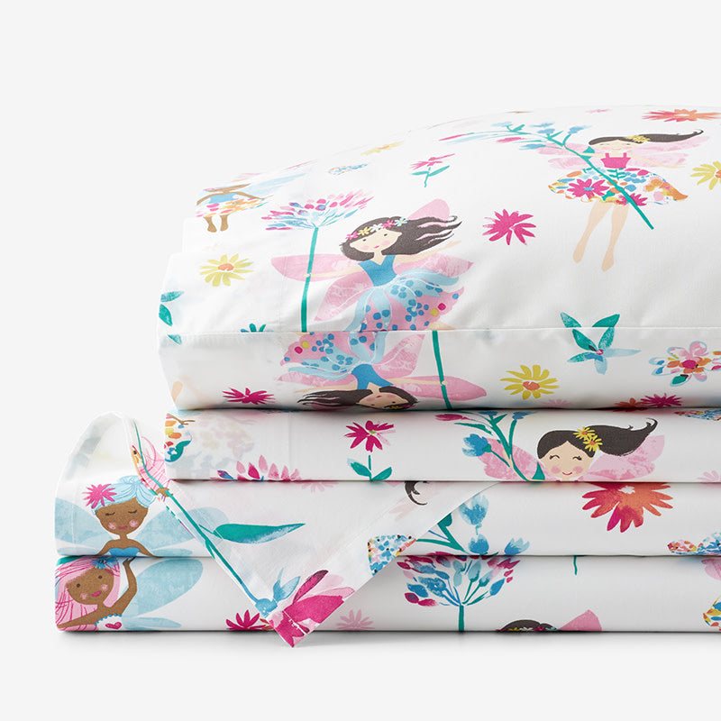 Floral Fairies Classic Cool Organic Cotton Percale Sheet Set - Multi, Twin