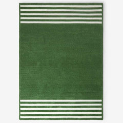 Chenille Border Stripe Handwoven Reversible Rug - Moss Green, 8' x 10'
