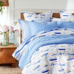 Pintuck Quilt - Blue, Full/Queen