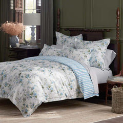 Manor Floral Premium Smooth Sateen Reversible Sham - Blue, King