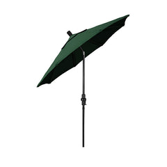 Round Outdoor Patio Umbrella, Fiberglass with Twist Tilt - Black Finish, Forest Green, 7.5'