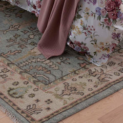 Athens Hand Knotted Wool Rug - Blue, 6' x 9'