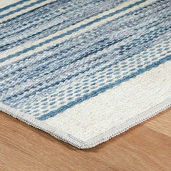 Ellington Stripe Blue Washable Rug - Blue, 2' 6" x 8' Runner