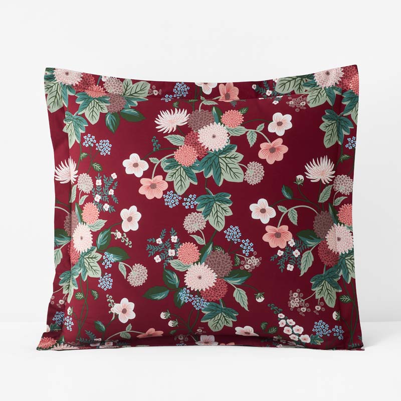 Dahlia Classic Cool Cotton Percale Sham - Dark Red, Euro