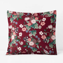 Dahlia Classic Cool Cotton Percale Sham - Dark Red, Euro
