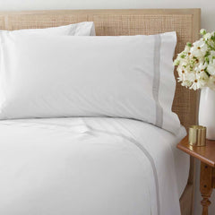 Contrast Border Premium Cool Supima® Cotton Percale Pillowcase Set - White, King