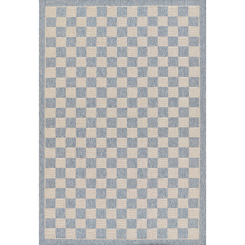Checkered Outdoor Rug -  Blue, 4' x 6'