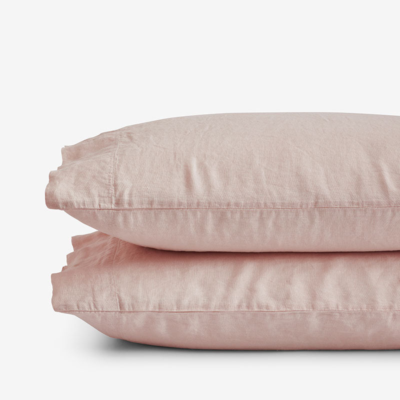 Premium Breathable Washed Linen Solid Pillowcase Set - Rose Smoke, King
