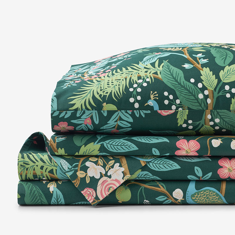 Peacock Classic Smooth Sateen Bed Sheet Set - Evergreen, Twin