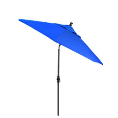 Round Outdoor Patio Umbrella, Fiberglass with Twist Tilt - Bronze Finish, Pacific Blue, 9'