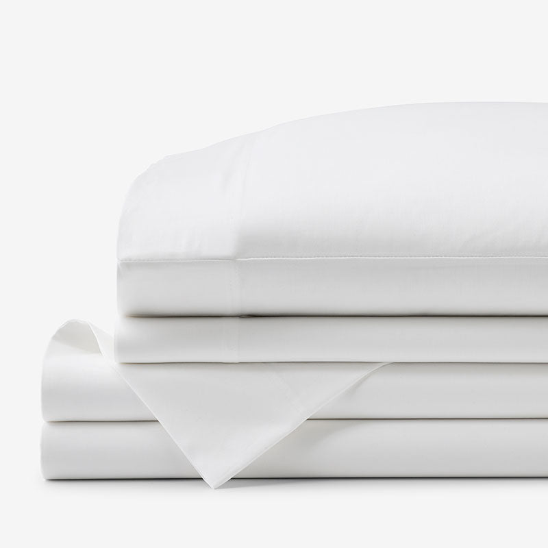 Classic Smooth Sateen Solid Bed Sheet Set - White, Twin
