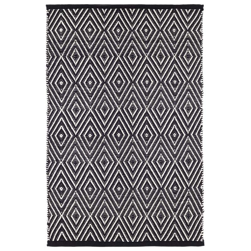 Diamond Handwoven Indoor/Outdoor Rug - Black, 2' 6" x 8' Runner