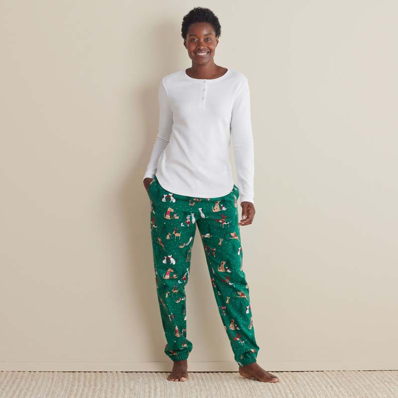 Family Flannel Women's Jogger Pants Pajama Set - Holiday Pups, XXXL