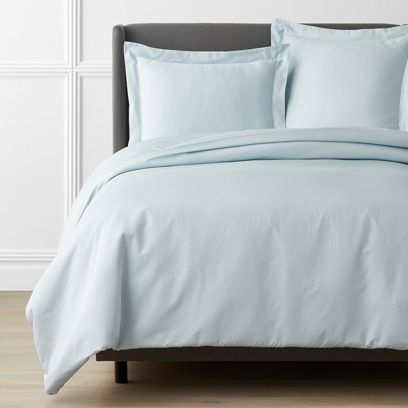 Luxe Smooth Egyptian Cotton Sateen Duvet Cover - Sky Blue, Oversized Full/Queen