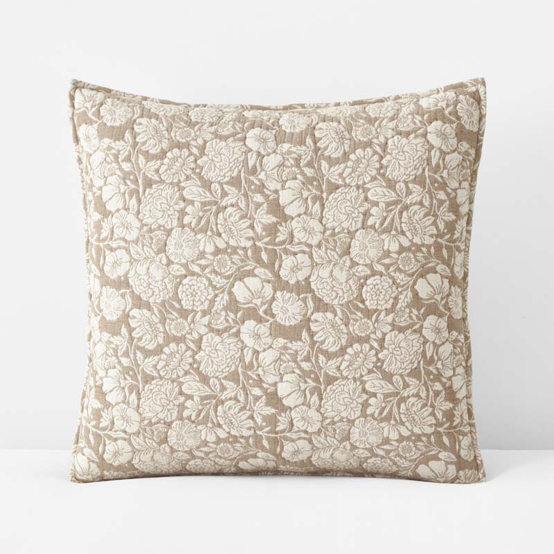 Kyla Floral Quilted Sham - Beige, Euro