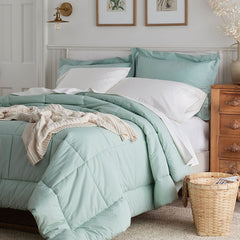 Classic Cool Cotton Percale Comforter - Sea Mist, Full