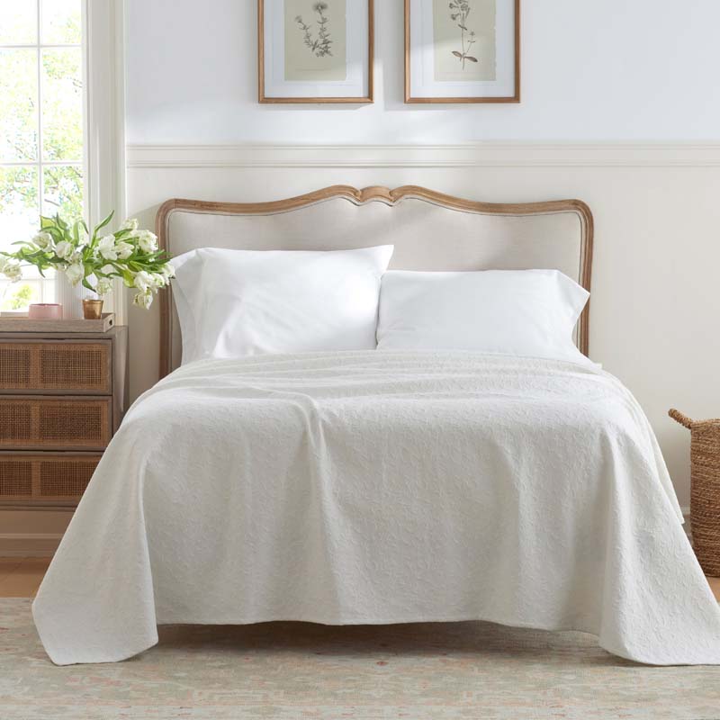 Delicate Floral Blanket - Cream, Twin/Twin XL