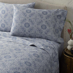 Floral Tapestry Premium Smooth Sateen Bed Sheet Set - Blue, Full
