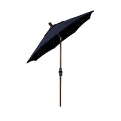 Round Outdoor Patio Umbrella, Fiberglass with Twist Tilt - Bronze Finish, Navy, 7.5'