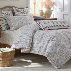 Lottie Classic Cool Cotton Percale Duvet Cover - Ivory Multi, Full