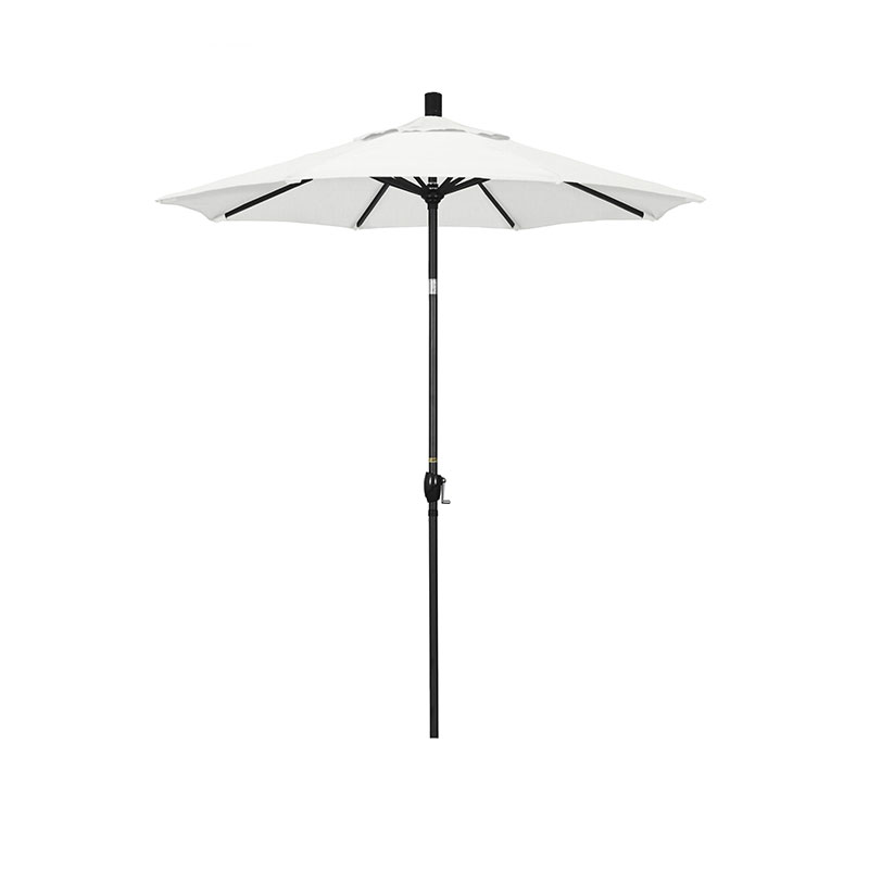 6' Round Outdoor Patio Umbrella, Aluminum with Push Button Tilt - Black Finish, Natural