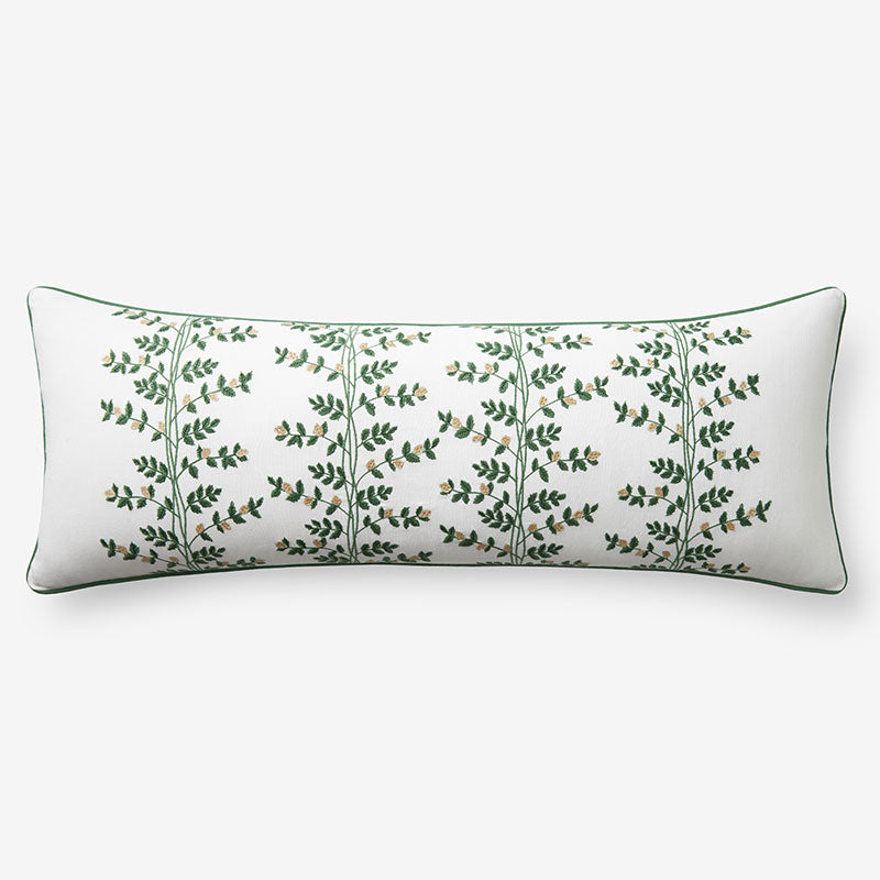 Climbing Vines Decorative Lumbar Pillow Cover - Green/White