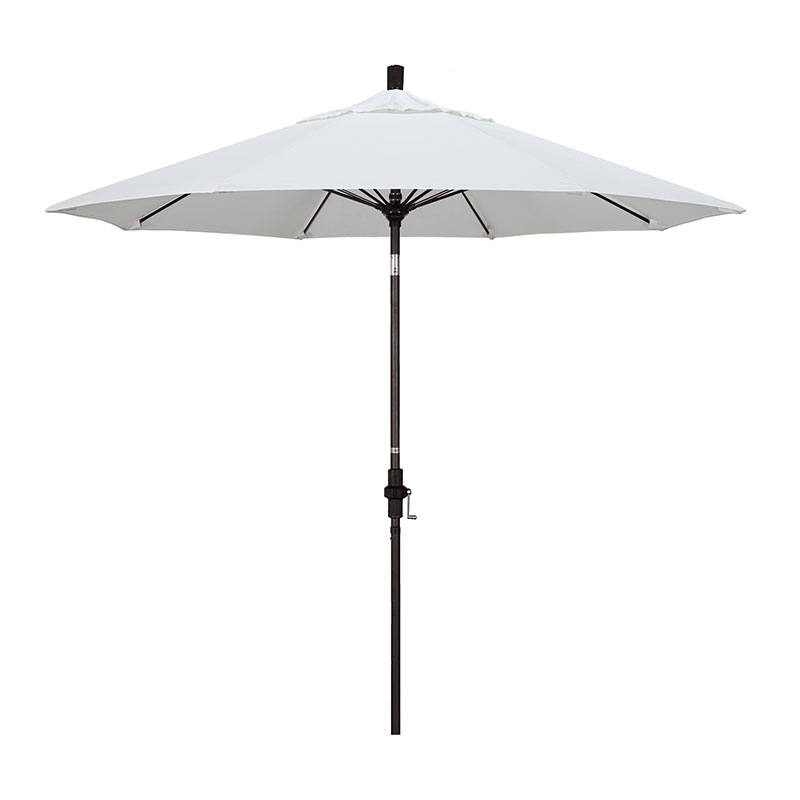 Round Outdoor Patio Umbrella, Fiberglass with Twist Tilt - Bronze Finish, Natural, 9'