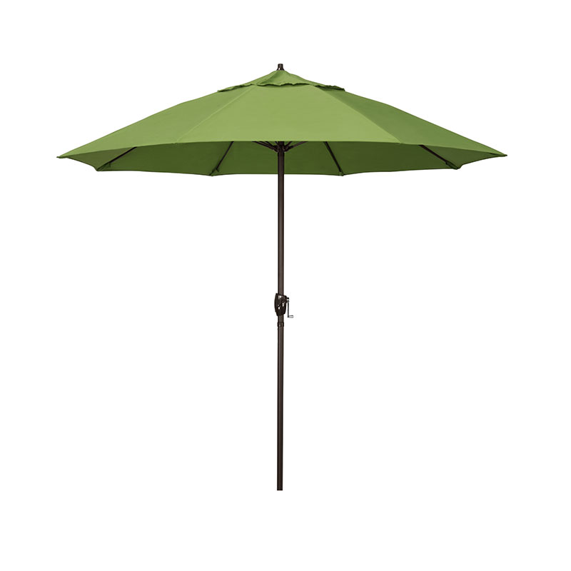 Round Outdoor Patio Umbrella, Aluminum with Auto Tilt Crank - Bronze Finish, Ginkgo, 7.5'
