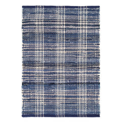 Denim Plaid Handwoven Cotton Rug - Denim, 2' x 3'