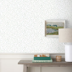 Ava Traditional Wallpaper - Ditsy Floral Willow Green, Roll