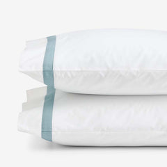 Contrast Border Premium Cool Supima® Cotton Percale Pillowcase Set - Slate Blue, King