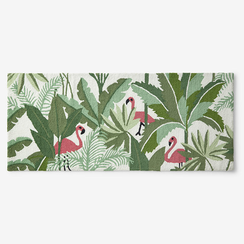 Hand-Hooked Indoor/Outdoor Rug - Tropical Flamingo, 30" x 72"