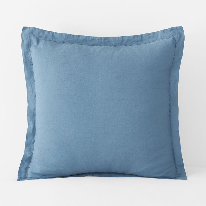 Premium Breathable Relaxed Linen Sham - Shadow Blue, Euro